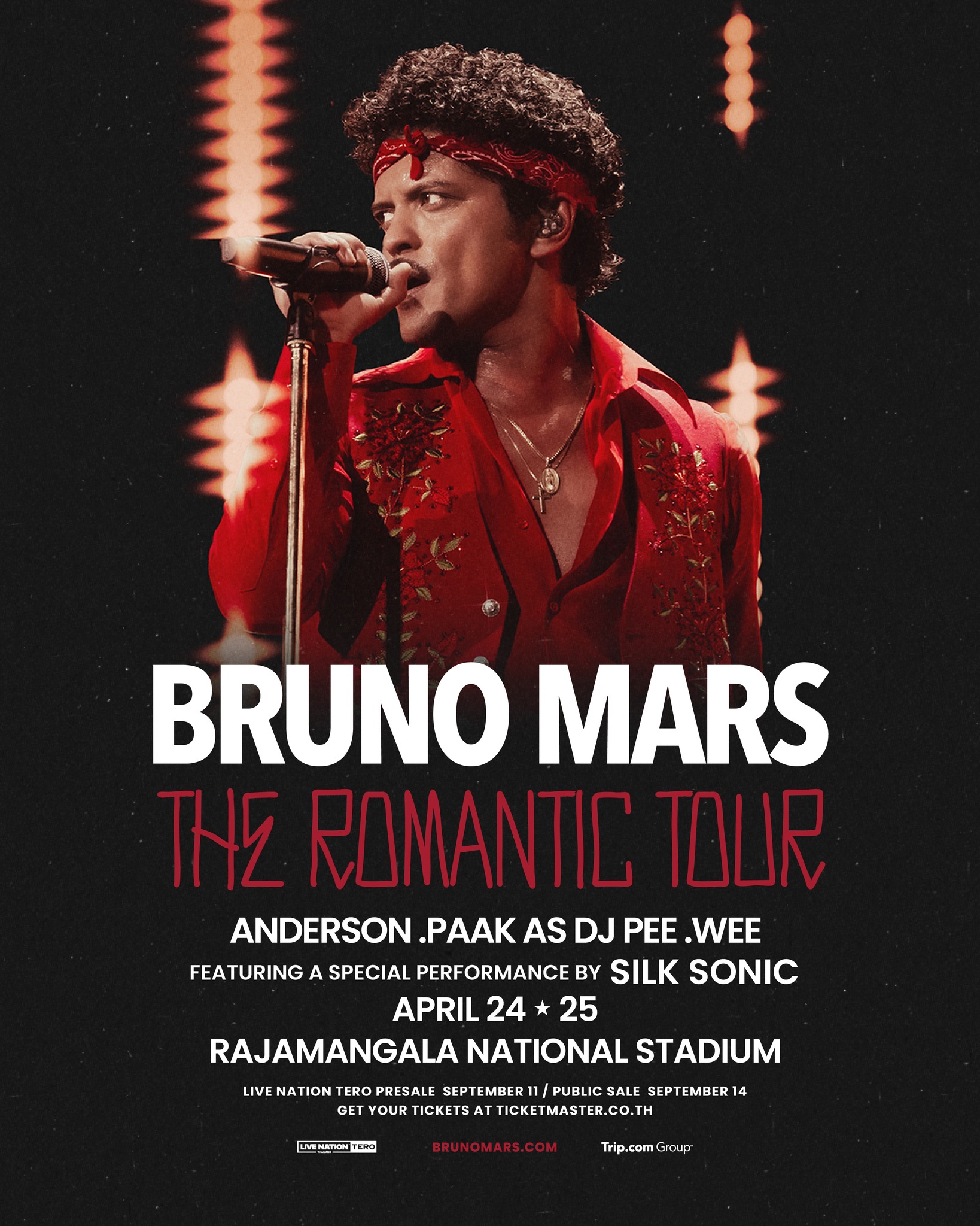 Bruno Mars、2027年にバンコクで2days公演 チケット販売スケジュール発表