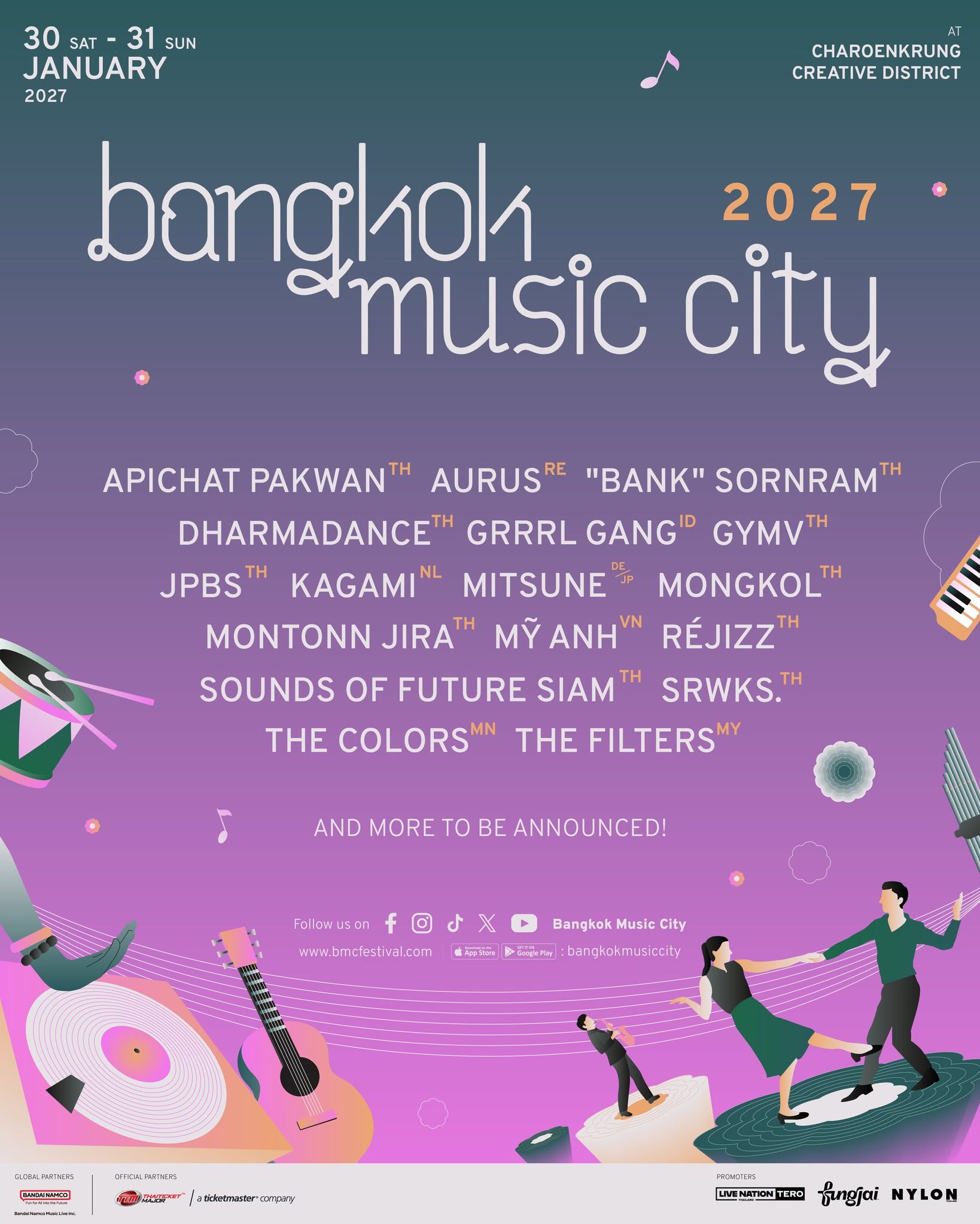 Bangkok Music City 2027, 17개 팀 1차 라인업 공개…내년 1월 방콕서 개최